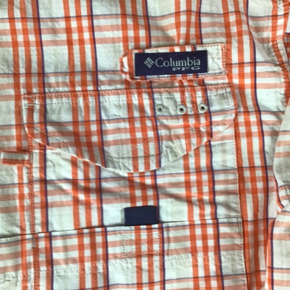 Clemson Tigers Columbia Super Bonehead Mens Medium Button Up Plaid Fishing Shirt - Picture 4 of 10